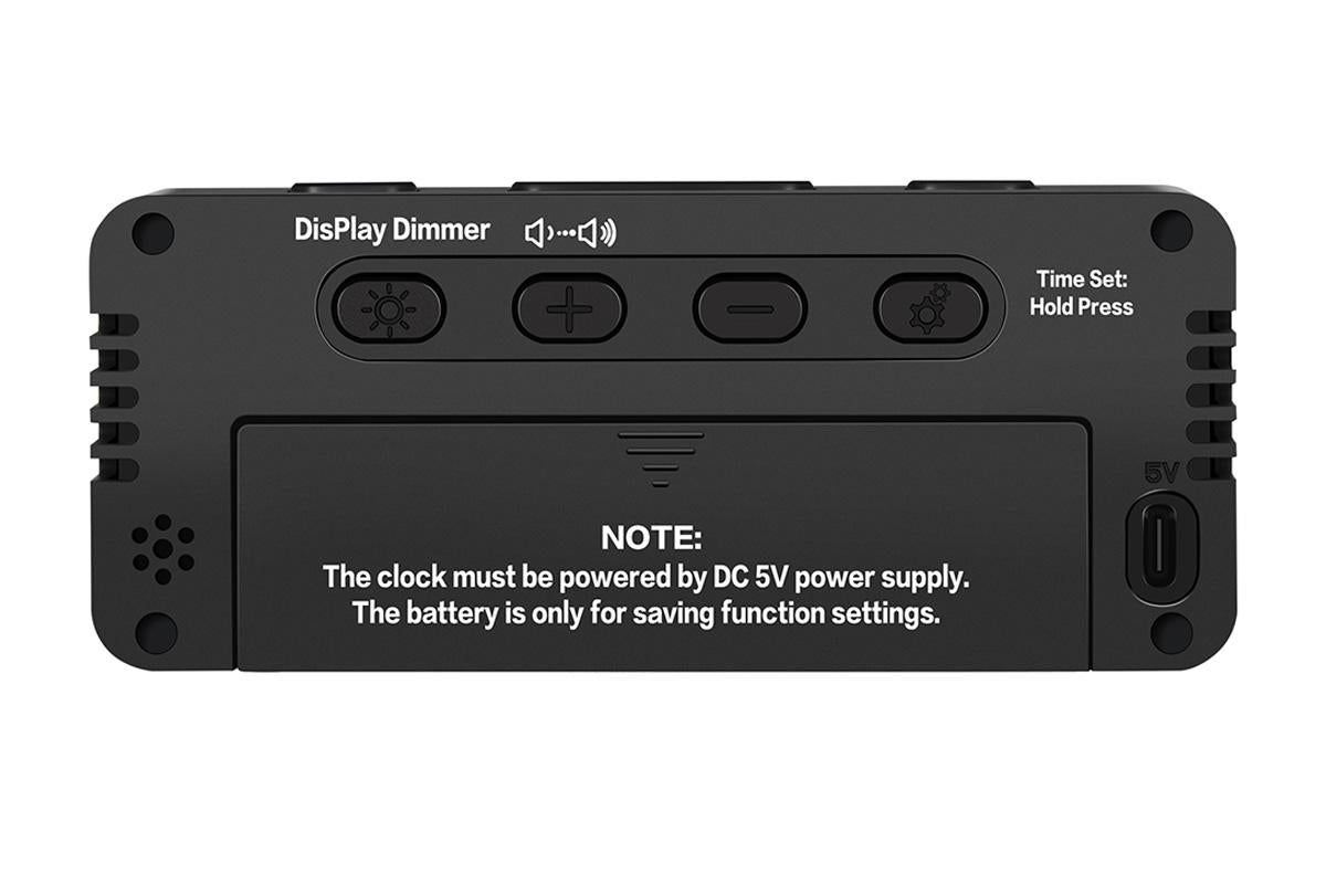 Small Digital Alarm Clock with 5 Dimmers and 5 Alarm Volumes for Bedrooms - Black