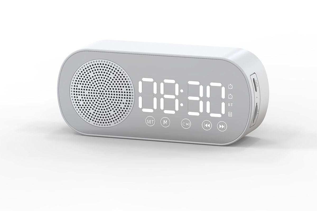 FM Speaker LED Display Portable Alarm Clock Home Decor Bluetooth Digital Radio - Pink