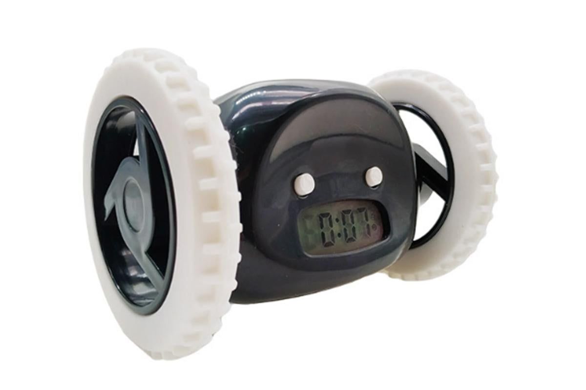 Rolling Loud Alarm Clock Runaway Bedside Mobile Clock for Deep Sleepers Home Decoration - Black