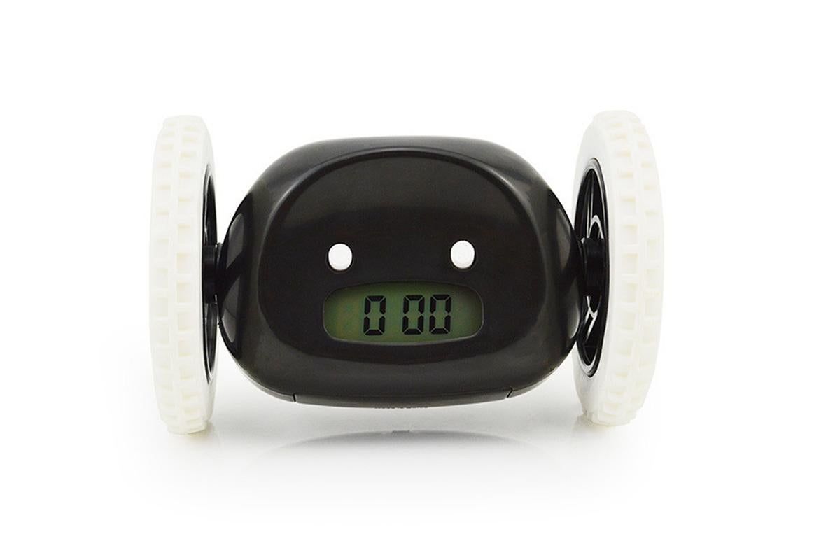 Rolling Loud Alarm Clock Runaway Bedside Mobile Clock for Deep Sleepers Home Decoration - White