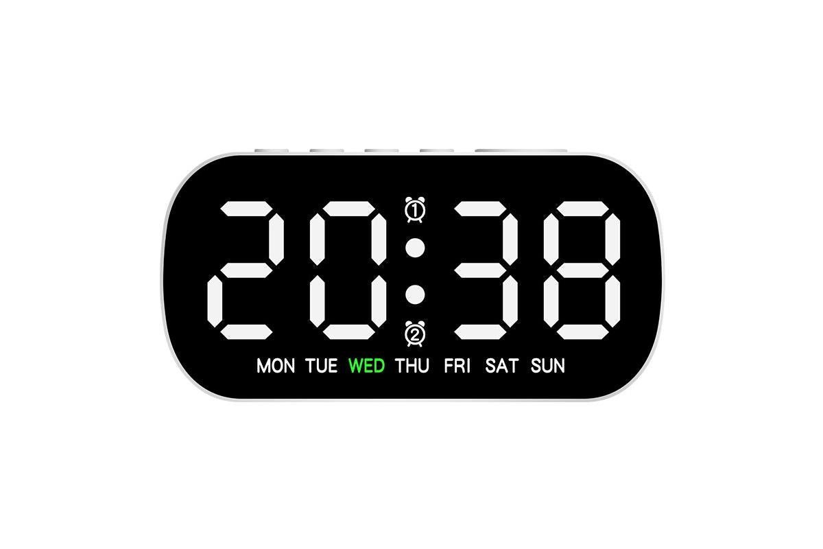 Electric Digital Alarm Clock LED Display Battery Backup Snooze Dual Alarm Clock - Blue