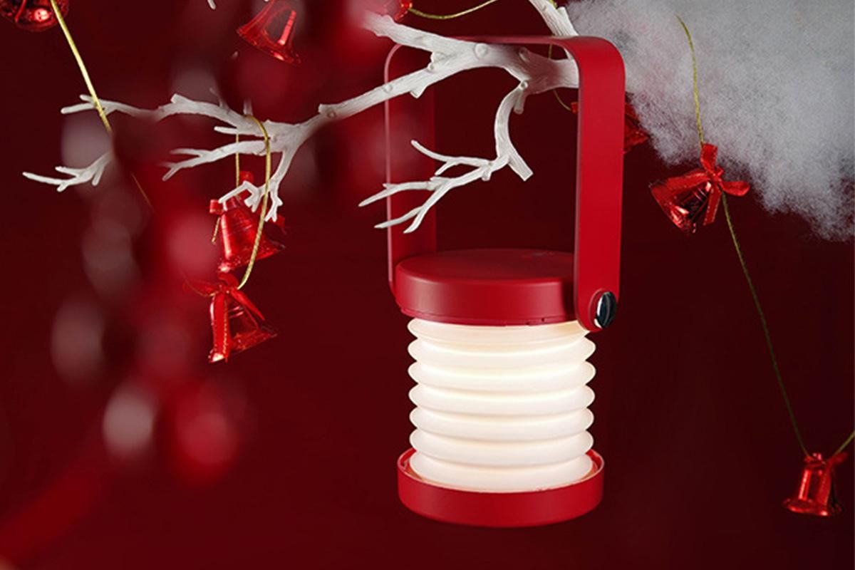 LED Desk Lamp for Office Home Wireless Reading Lamp Dimmable Foldable LED Night Light Portable Camping Flashlight Table Lamp -Red