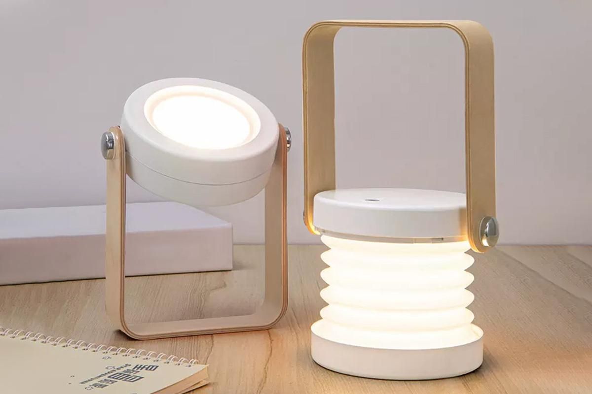 LED Desk Lamp for Office Home Wireless Reading Lamp Dimmable Foldable LED Night Light Portable Camping Flashlight Table Lamp -White