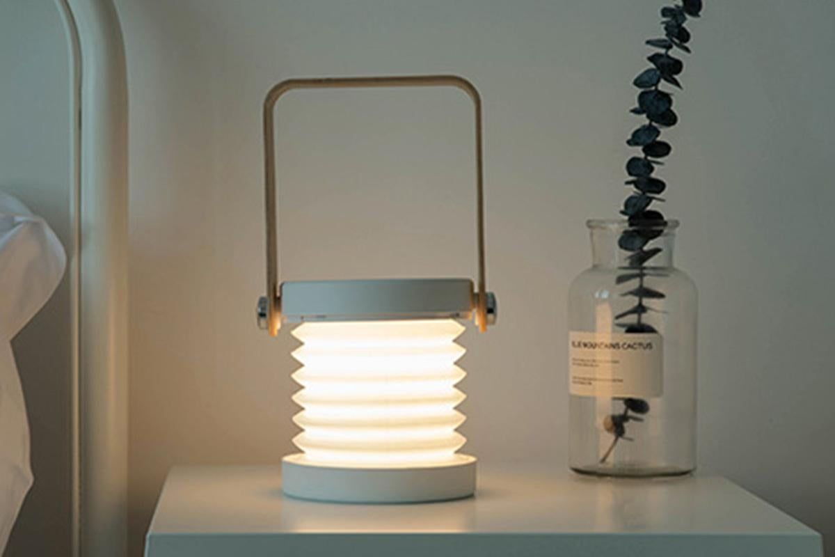 LED Desk Lamp for Office Home Wireless Reading Lamp Dimmable Foldable LED Night Light Portable Camping Flashlight Table Lamp -White