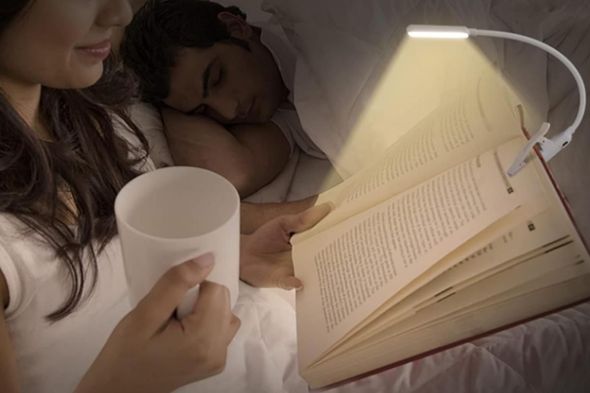 Rechargeable LED Book Light with 3 Adjustable Color Temperatures, 80H Reading Time - White
