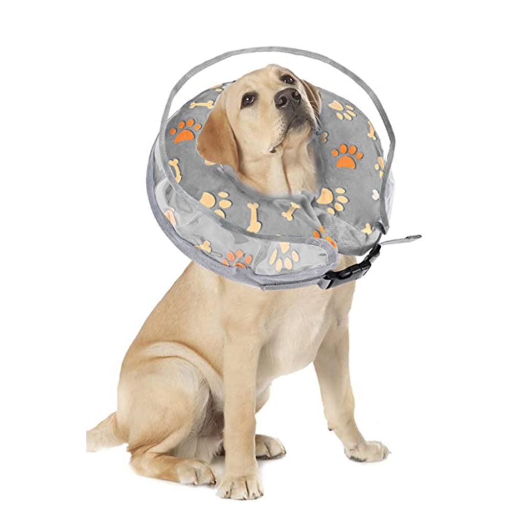 Soft Inflatable Pet Dog Cone Collar Anti Licking Scratching Blue - M