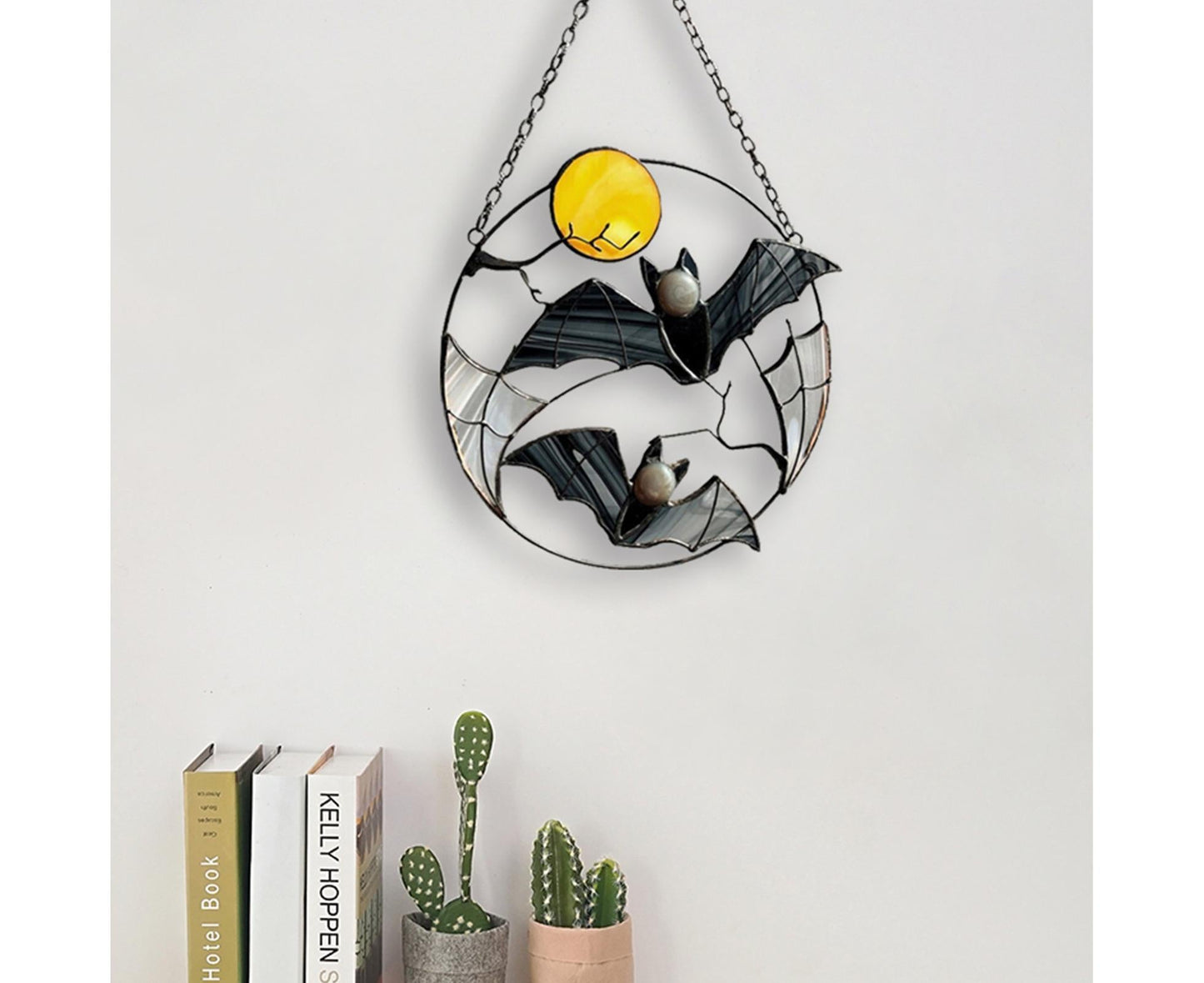 Wall Ornament Bat Shape Anti-deform Metal Window Hanging Decoration for Home- Bat*