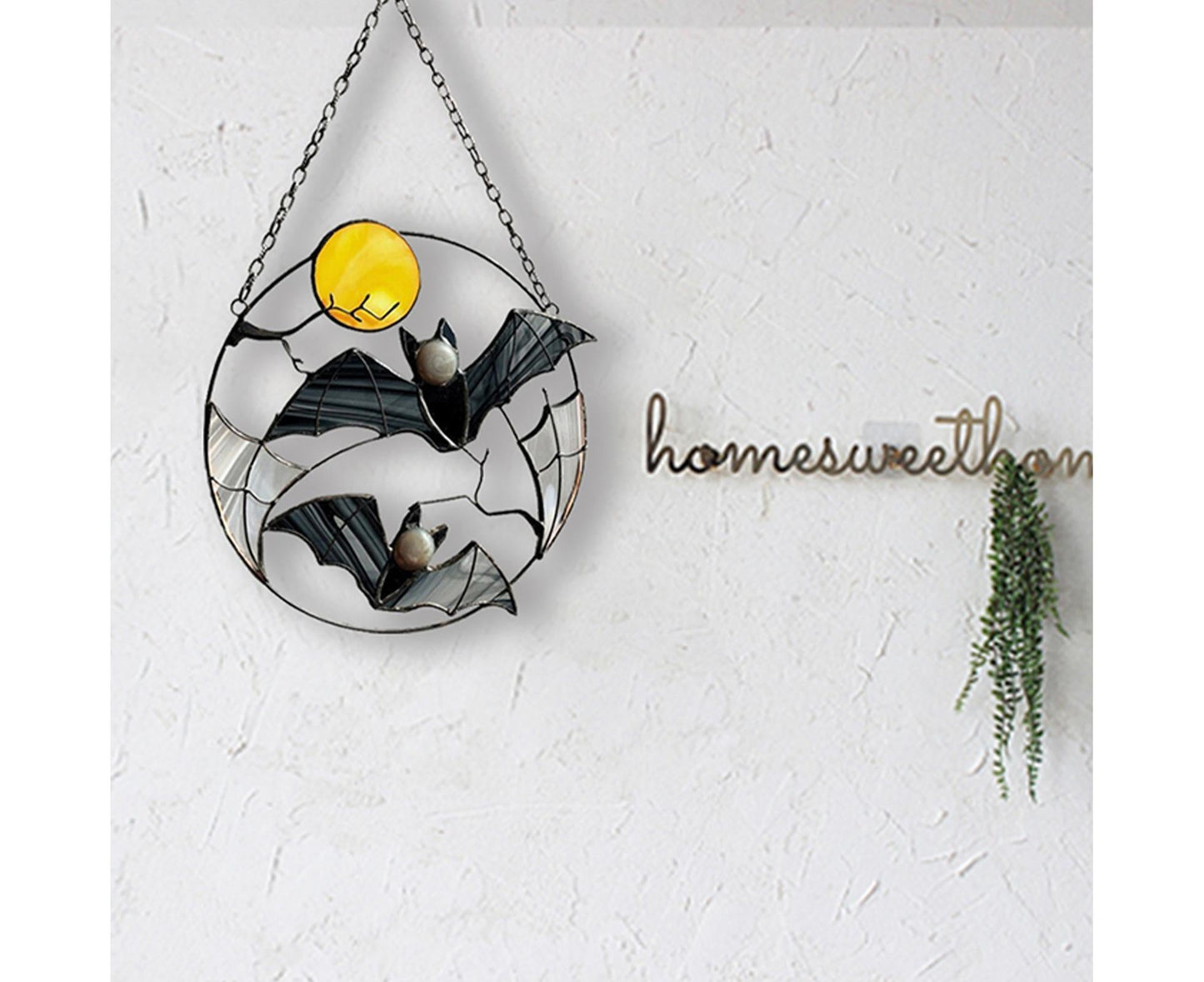 Wall Ornament Bat Shape Anti-deform Metal Window Hanging Decoration for Home- Bat*