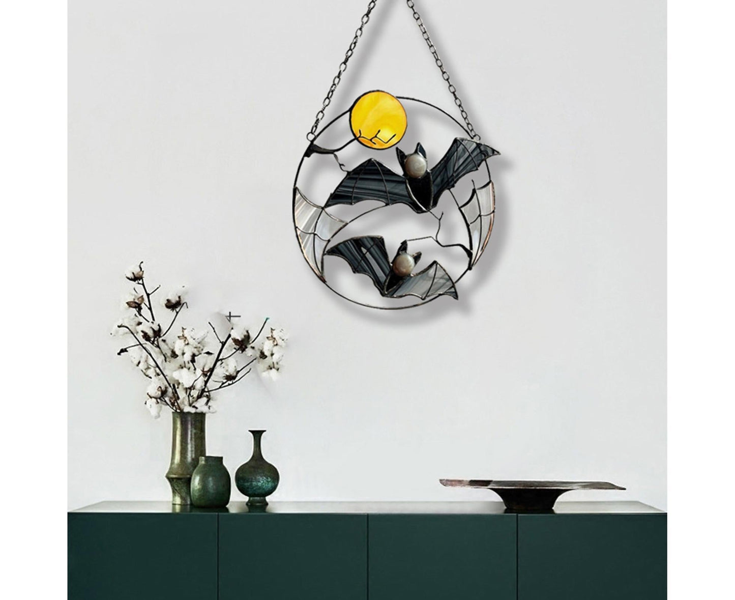 Wall Ornament Bat Shape Anti-deform Metal Window Hanging Decoration for Home- Bat*