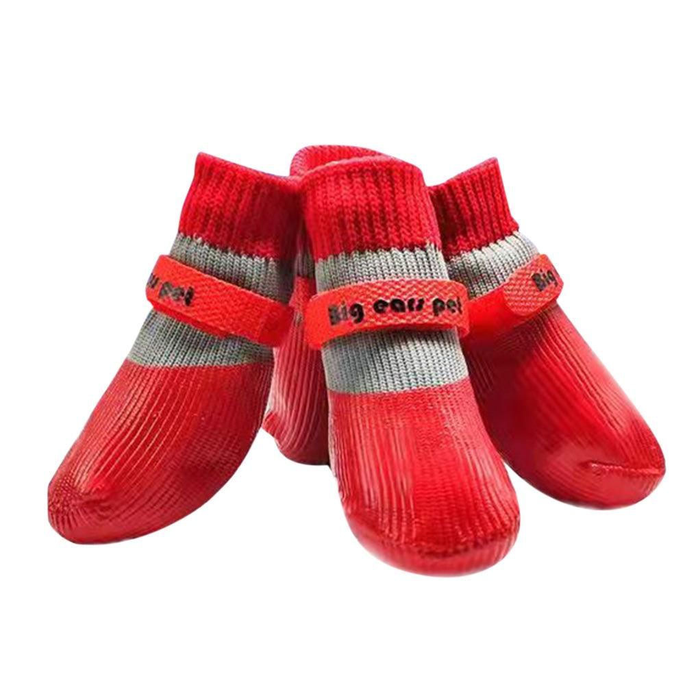 Waterproof Anti Slip Pet Shoes with Rubber Sole for Indoor and Outdoor Use Red - L