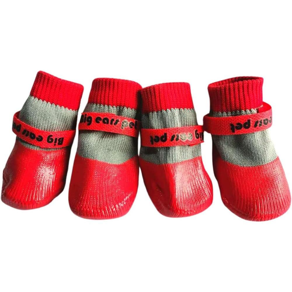 Waterproof Anti Slip Pet Shoes with Rubber Sole for Indoor and Outdoor Use Red - L