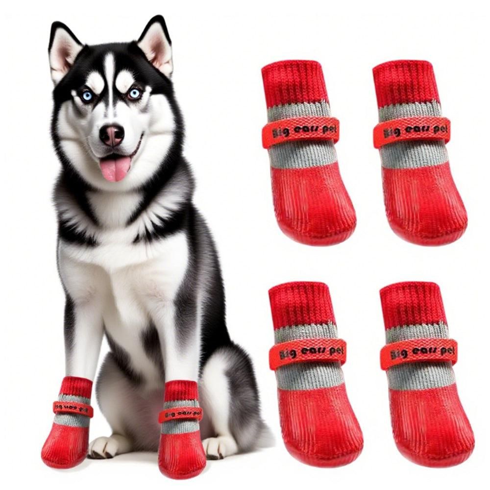 Waterproof Anti Slip Pet Shoes with Rubber Sole for Indoor and Outdoor Use Red - XL