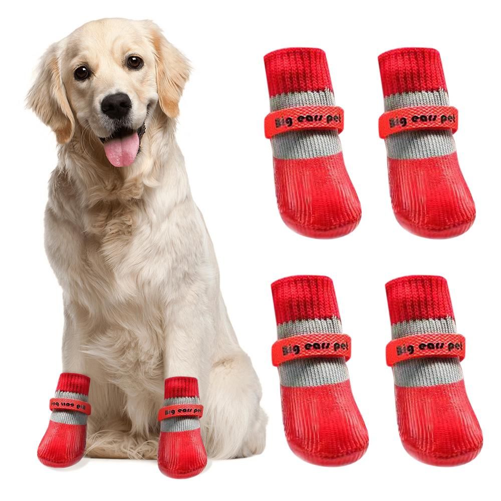 Waterproof Anti Slip Pet Shoes with Rubber Sole for Indoor and Outdoor Use Red - XL