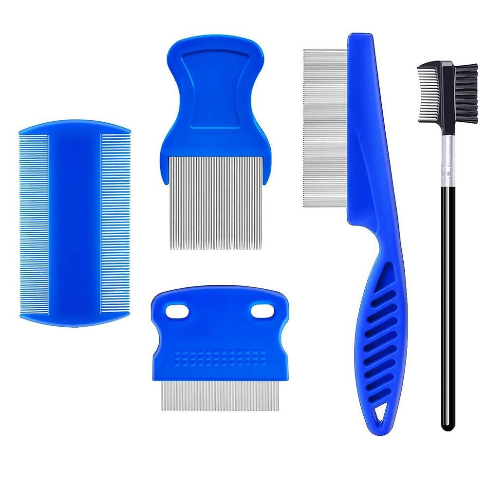 5 Pcs Set Flea Lice Comb for Pets Stainless Steel Dog Cat Dematting Grooming Combs