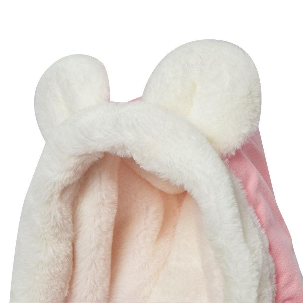 Plush Pet Carrier Backpack Pet Warm Bag with Hand Warmer Pocket Pink - M