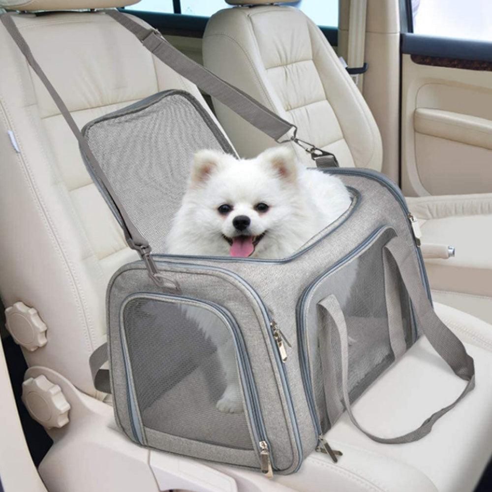 Foldable Travel Pet Carrier Bag Portable Cat Dog Kennel Bag Grey - S