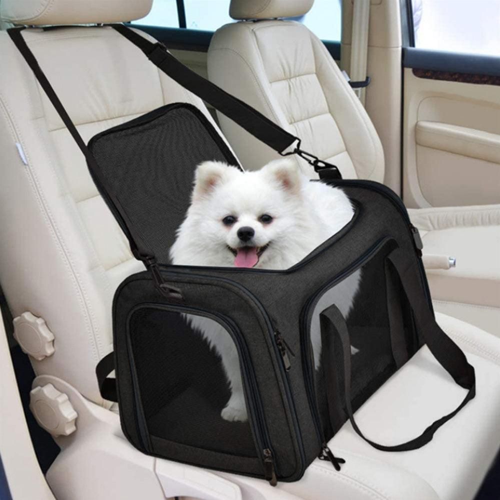Foldable Travel Pet Carrier Bag Portable Cat Dog Kennel Bag Black - S