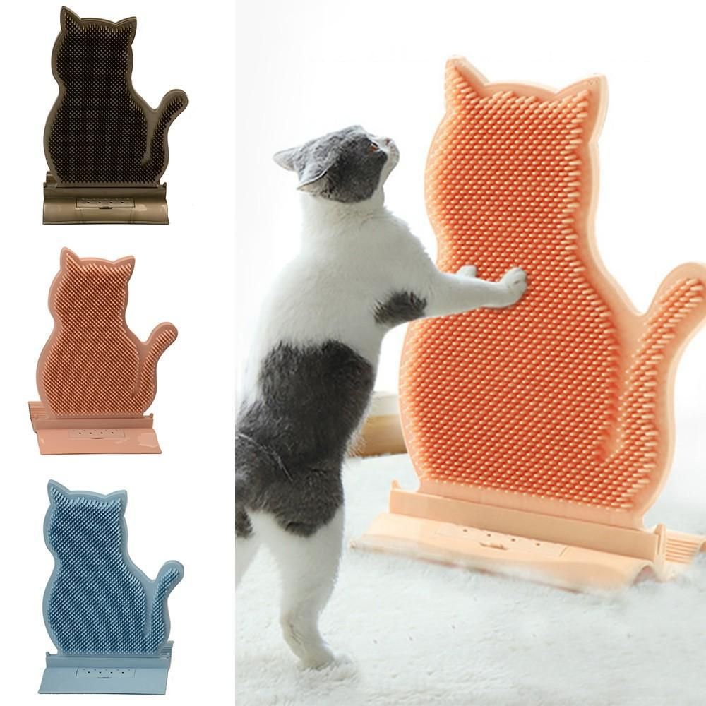 1pc Cat Self Groomer Brush Cat Face Massager Pet Rubbing Post - Blue