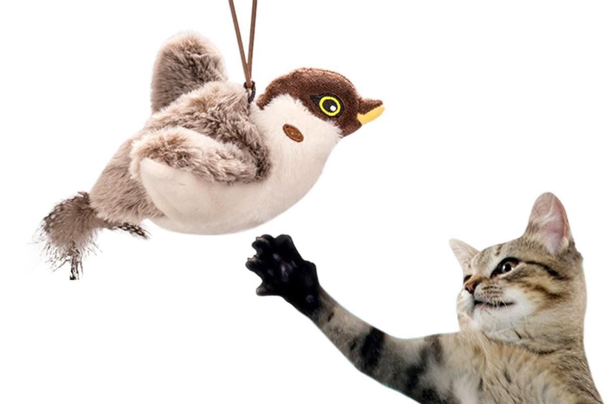 Interactive Cat Toy with Chirping Electronic Flying Bird for Indoor Cats