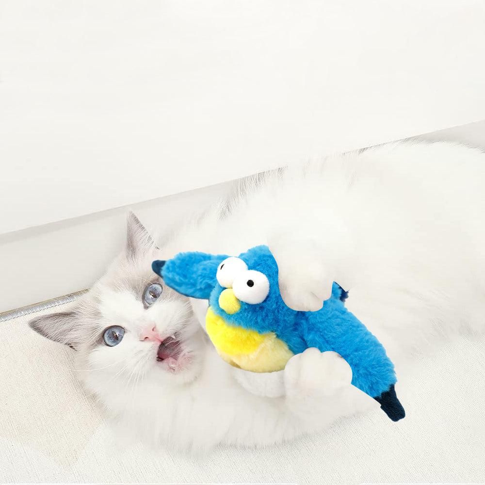 Cat Squeaky Toys Rechargeable Interactive Cat Toy Touch Activated Kitten Plush Pet Toys Blue