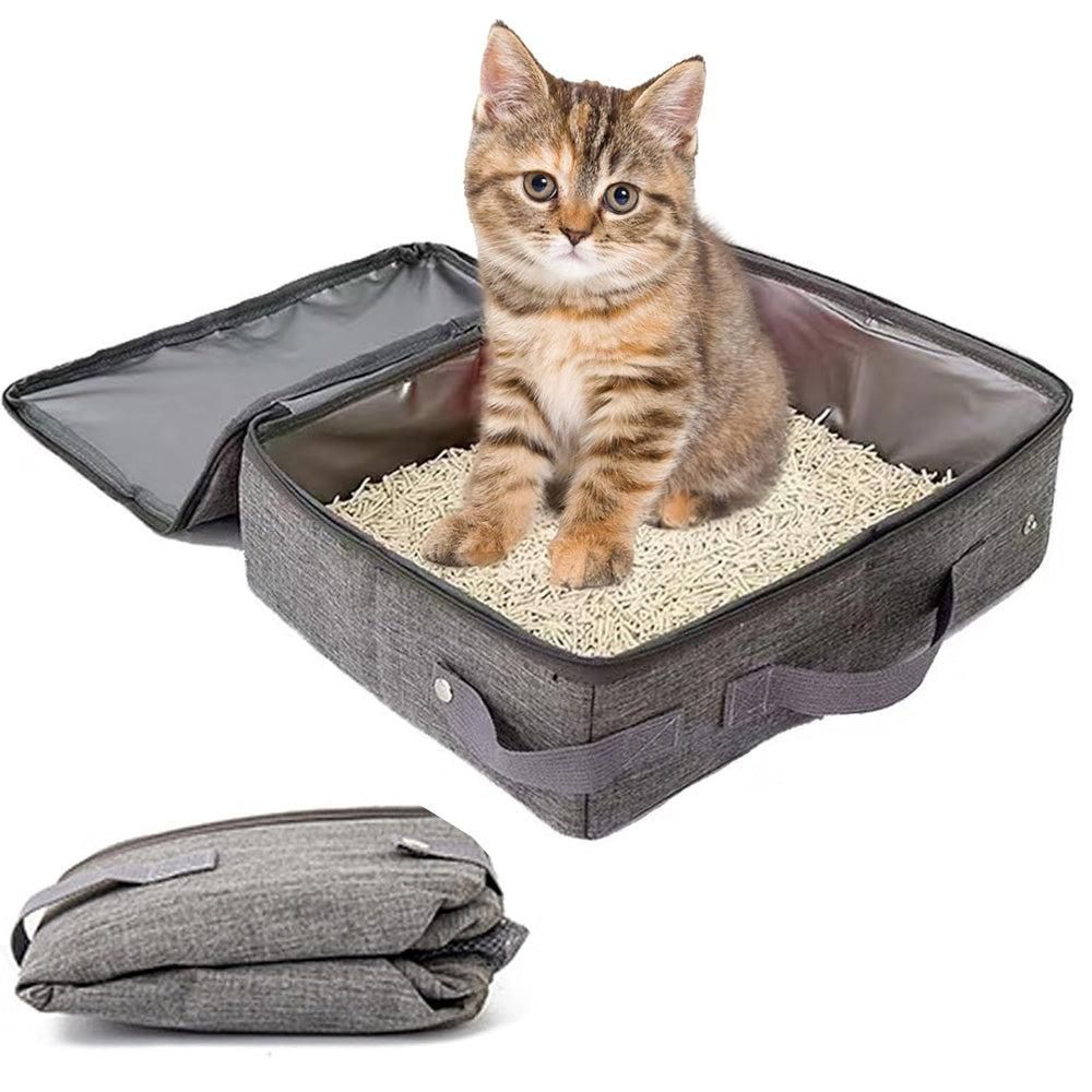 Portable Foldable Cat Travel Litter Box - Waterproof & Easy to Clean Black
