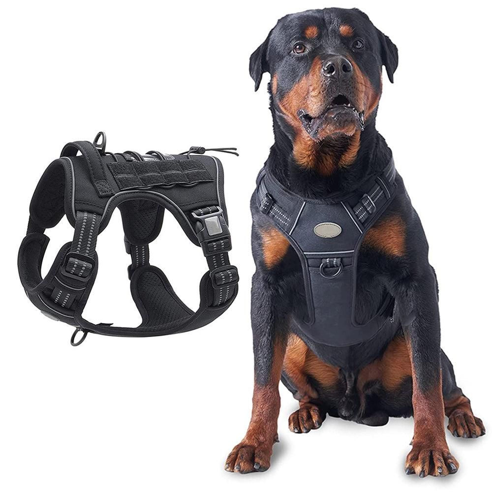 No-Pull Training Dog Harness Adjustable Reflective Pet Training Vest Easy Control M -Black