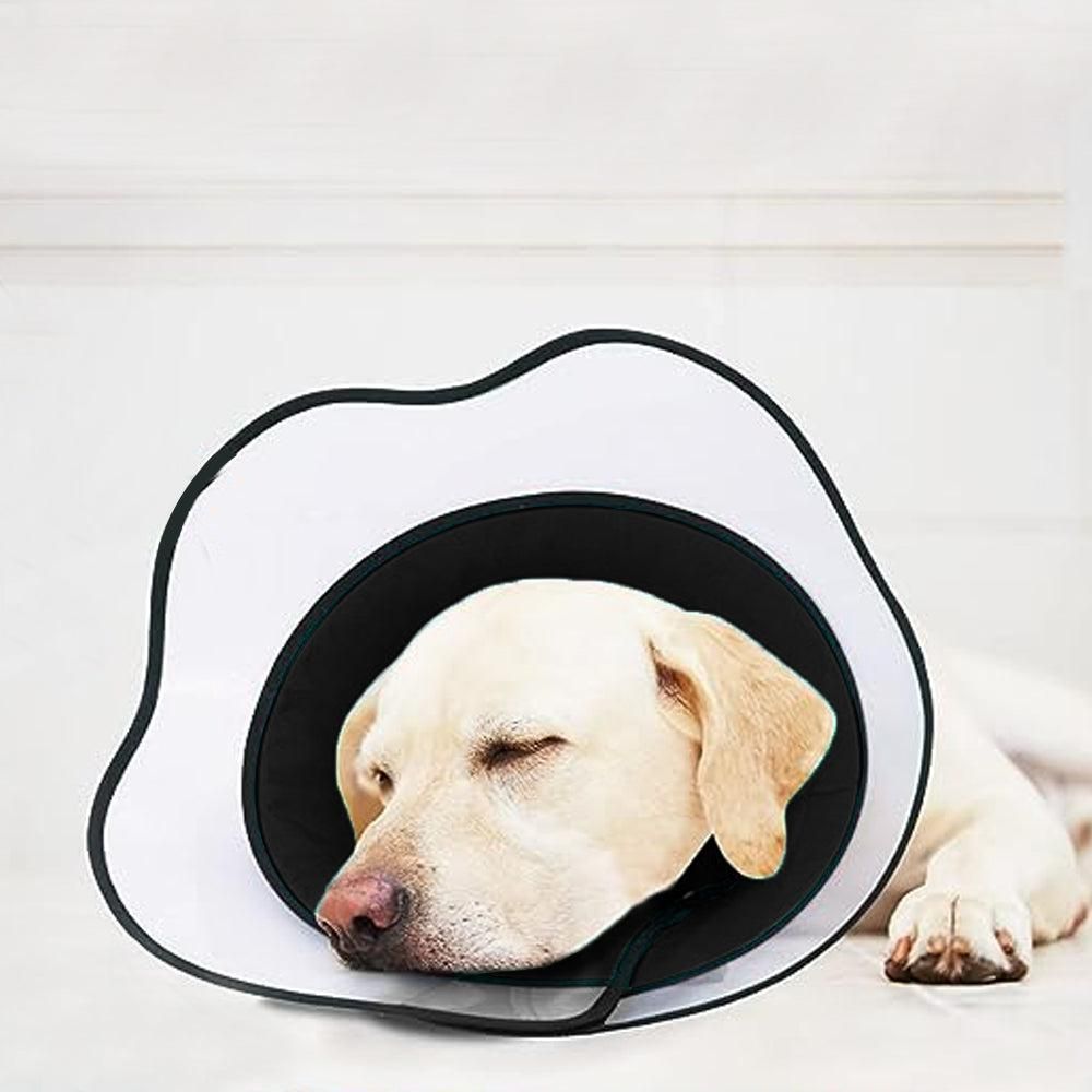 Pet Dog Cone Collar Soft Neck Collar Adjustable Pet Elizabethan Collar Black - S