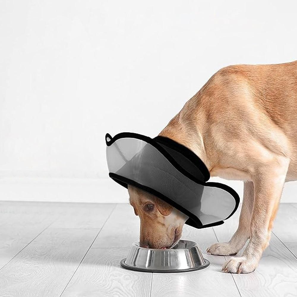 Pet Dog Cone Collar Soft Neck Collar Adjustable Pet Elizabethan Collar Black - L