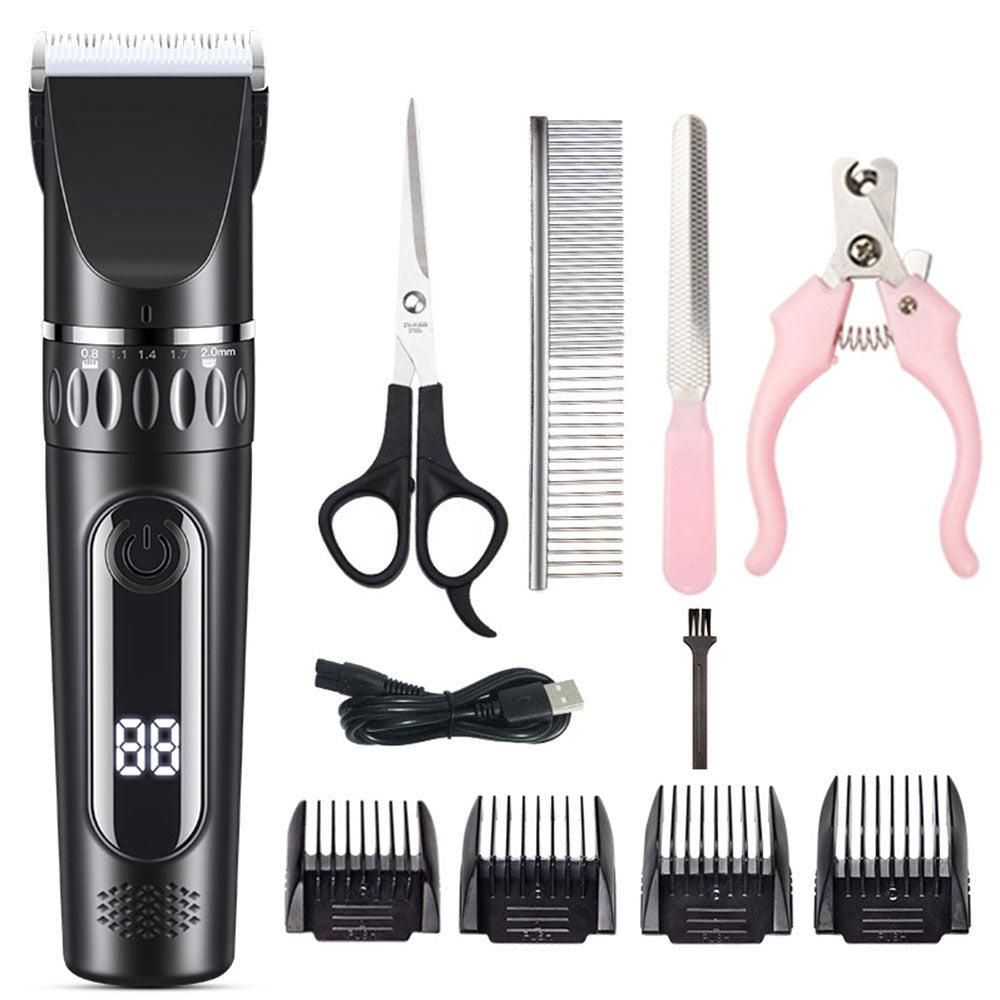 Electric Dog Cat Grooming Kit Cordless Pet Hair Shaver Scissors Clippers Trimmer White