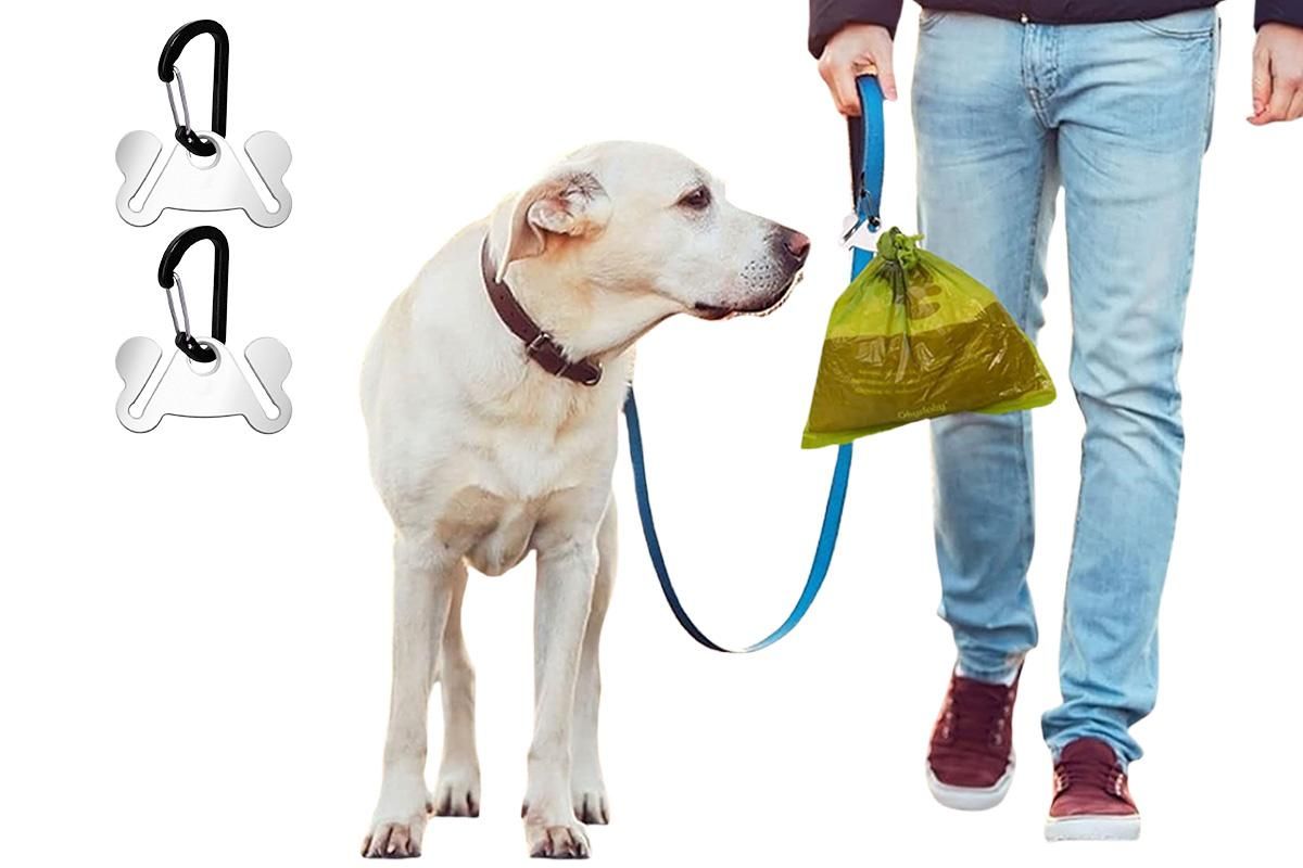 2PCS Metal Dog Poop Bag Holder Clips - Hands-Free Leash Attachment