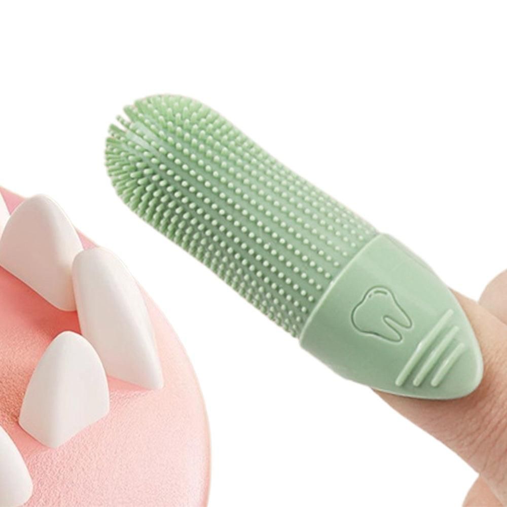 Silicone Pet Finger Toothbrush - Daily Teeth Cleaning for Cats and Dogs Green