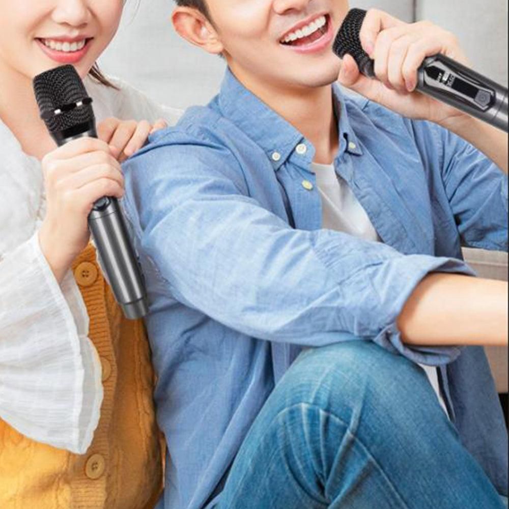 Plug and Play Wireless Microphone Rechargeable Karaoke Mic for Singing Speeches Events Gray