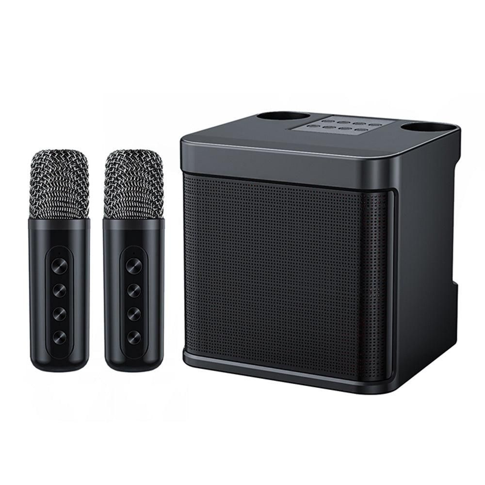 Portable Karaoke Machine with 2 Wireless Microphones Portable Bluetooth Speaker for Family Party Singing Pink