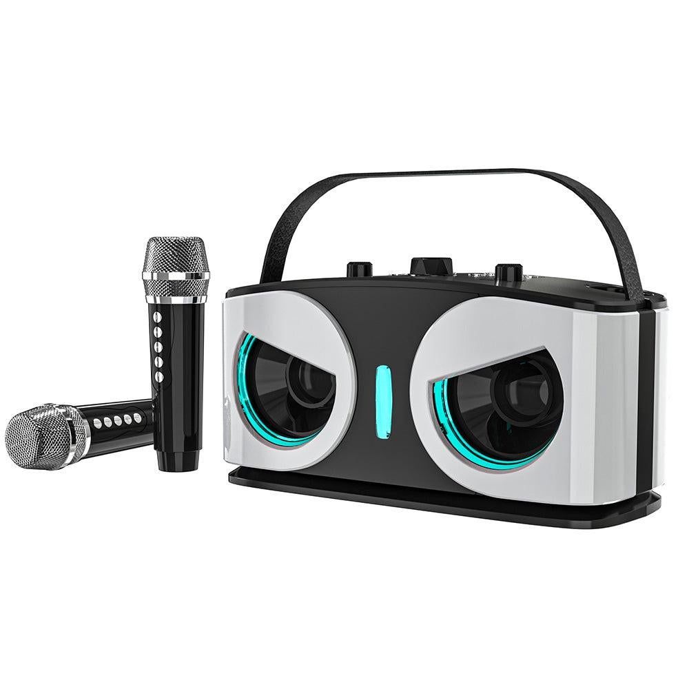 Wireless Bluetooth Karaoke Speaker with 2 Microphone Home KTV Set Grey