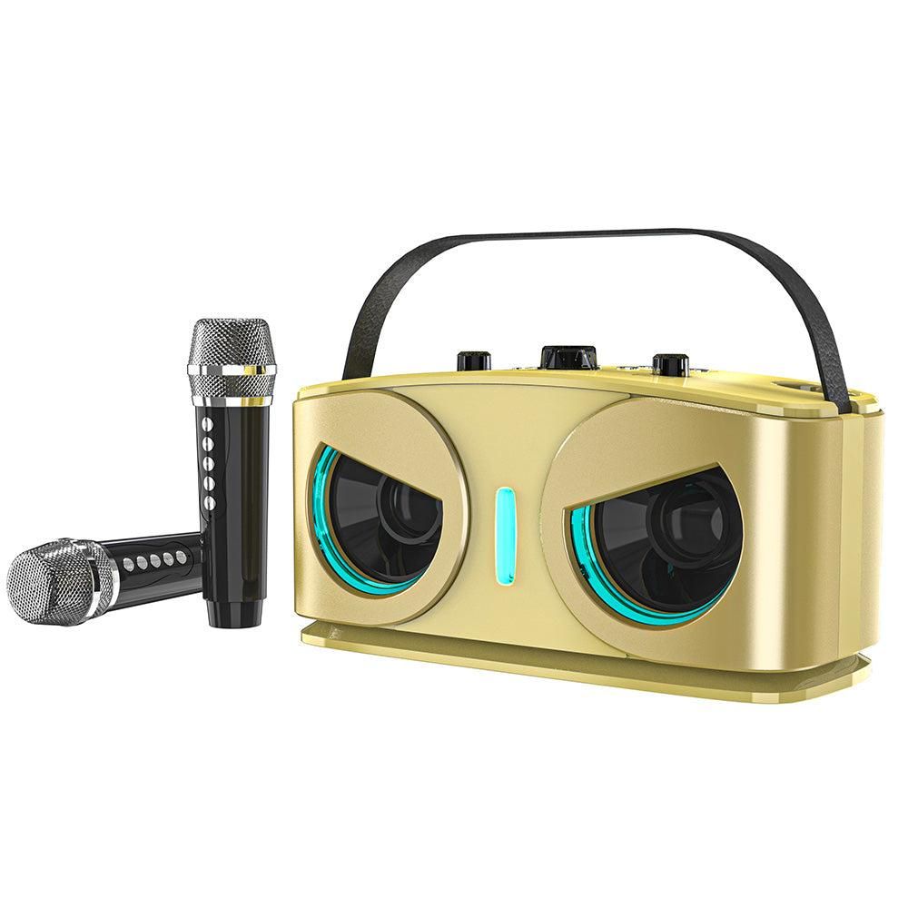 Wireless Bluetooth Karaoke Speaker with 2 Microphone Home KTV Set Grey