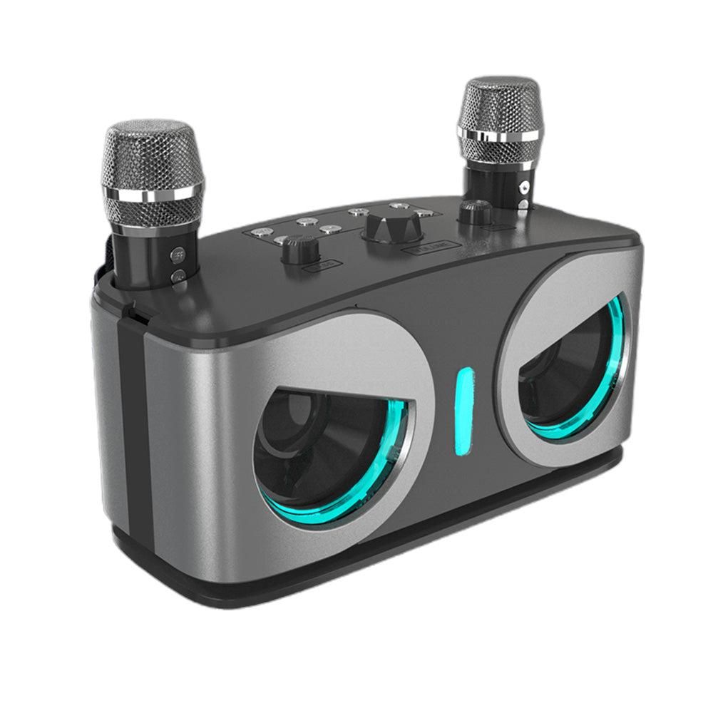Wireless Bluetooth Karaoke Speaker with 2 Microphone Home KTV Set White
