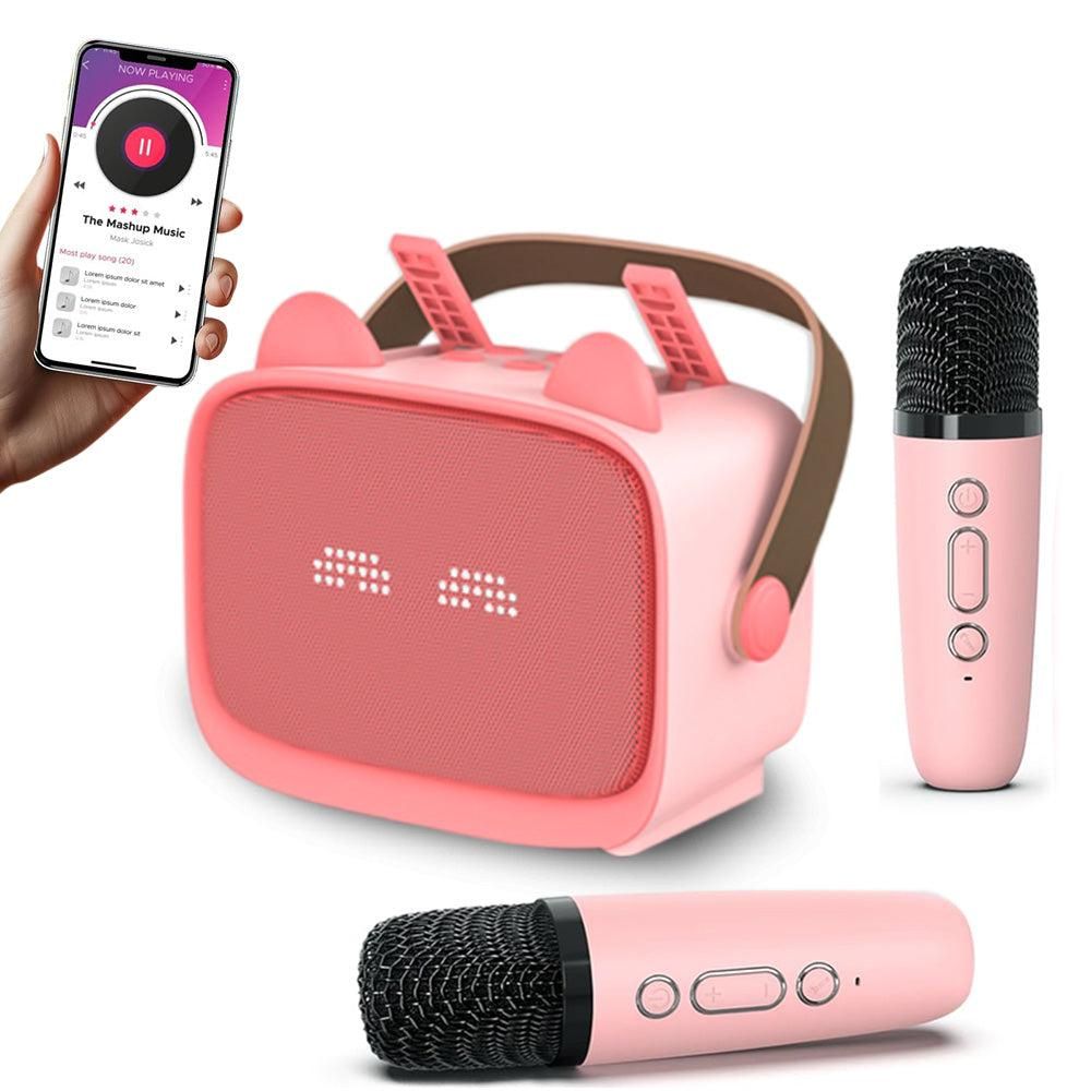 Mini Karaoke Machine - Portable MP3 Player with 2 Wireless Mics Toys & Gifts Purple