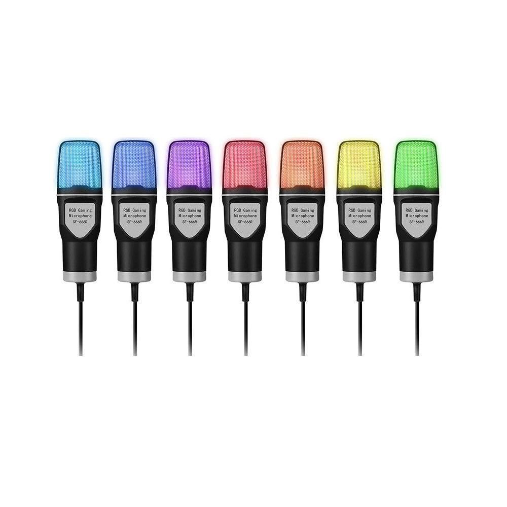 USB RGB Gaming Microphone Condenser Microphone with Tripod Stand for Streaming Recording