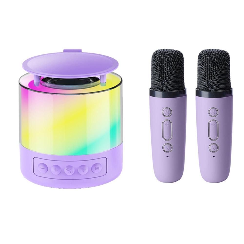 Bluetooth Karaoke Machine with 2 Wireless Microphones Mini Singing Speaker with Colorful Light Blue