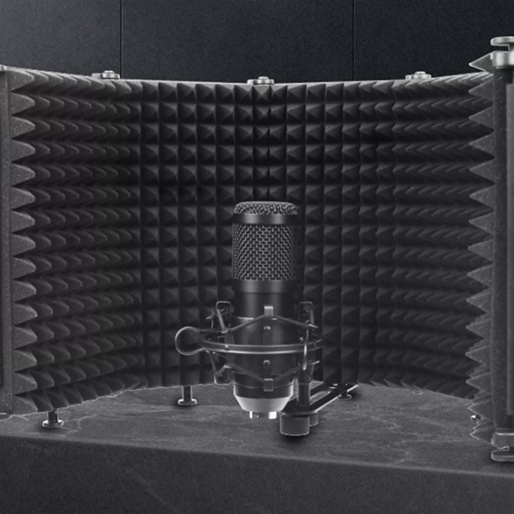 5-Panel Microphone Isolation Shield Studio Mic Sound Absorbing Foam