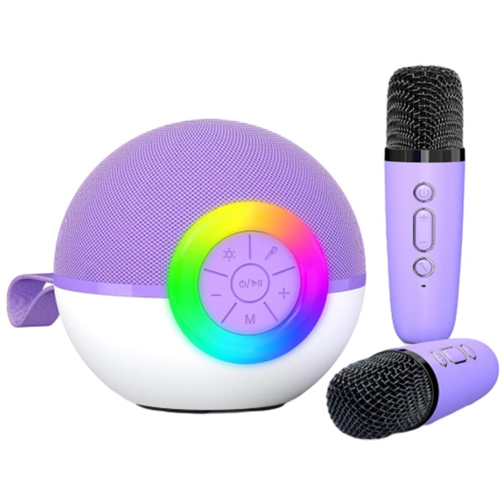 Portable Karaoke Microphone Machine Mini Bluetooth Speaker with 2 Wireless Mics Blue