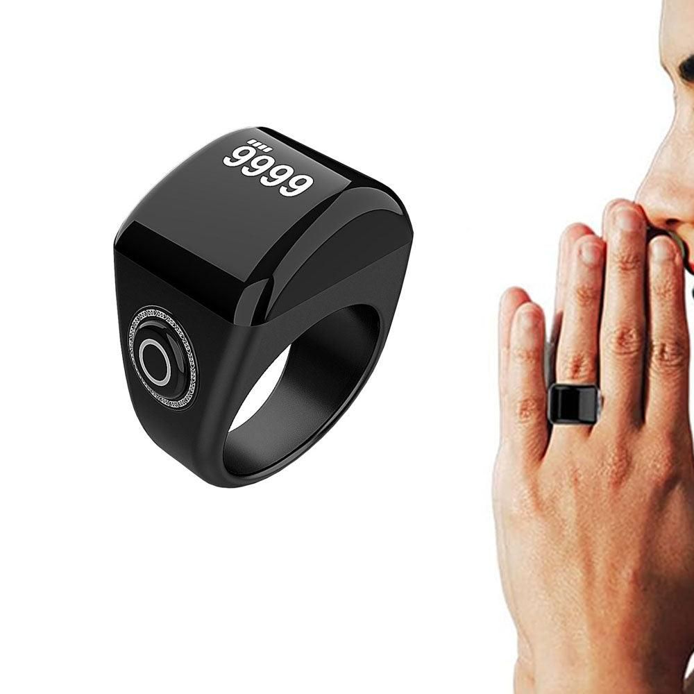 Bluetooth Smart Counter Ring - Digital Tasbih Tally Clicker with Alarm Clock Black - S