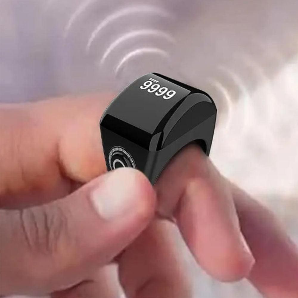 Bluetooth Smart Counter Ring - Digital Tasbih Tally Clicker with Alarm Clock Black - S
