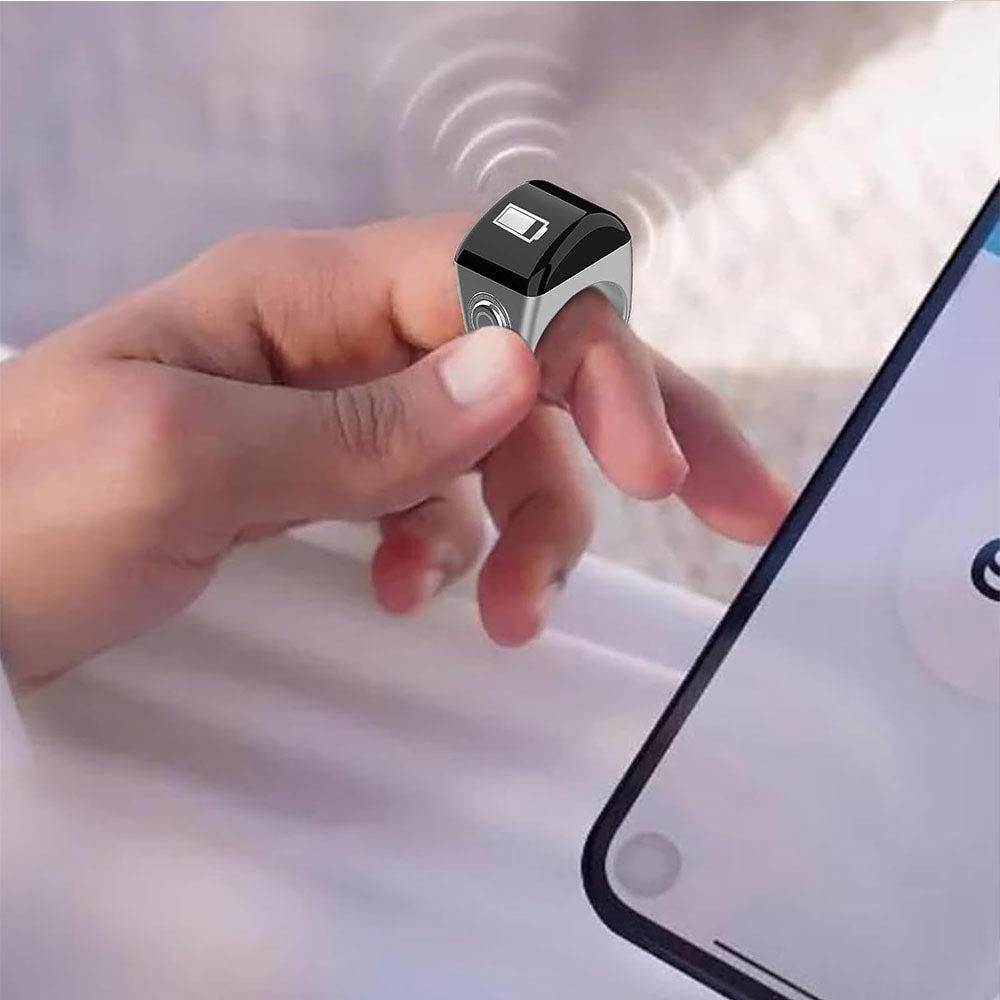 Bluetooth Smart Counter Ring - Digital Tasbih Tally Clicker with Alarm Clock Silver - S