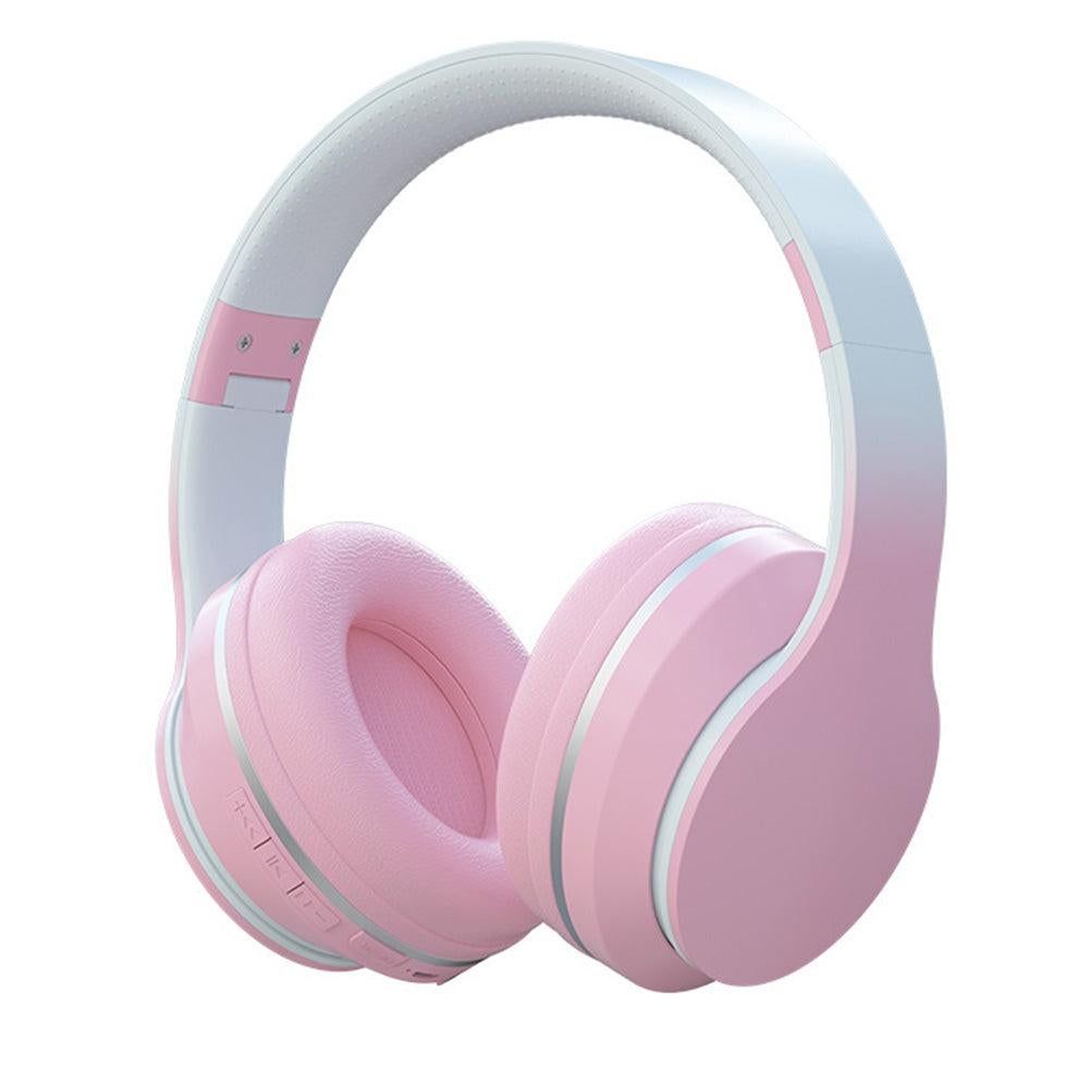Foldable Wireless Over-Ear Headphones Bluetooth Headset with Mic Function Pink