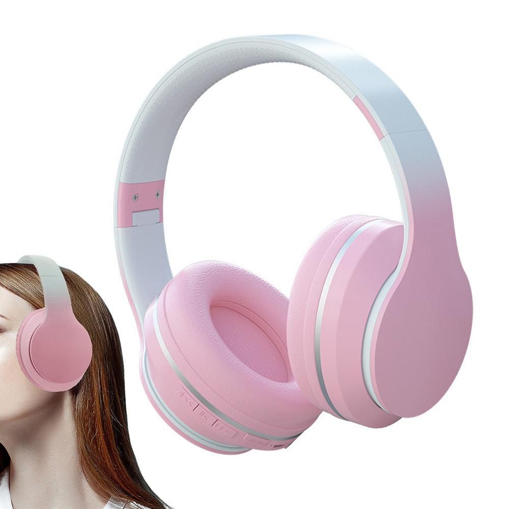 Foldable Wireless Over-Ear Headphones Bluetooth Headset with Mic Function Pink