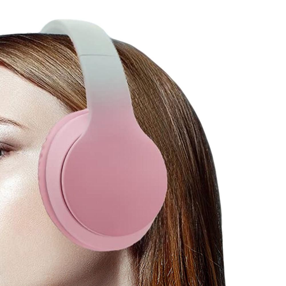 Foldable Wireless Over-Ear Headphones Bluetooth Headset with Mic Function Pink