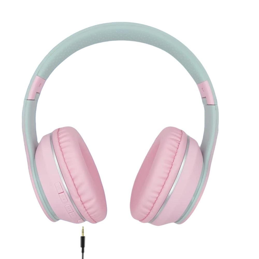Foldable Wireless Over-Ear Headphones Bluetooth Headset with Mic Function Pink
