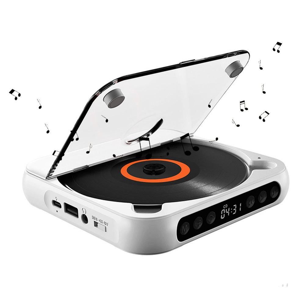 Portable Bluetooth CD Player Supports USB /Wired Playback Rechargeable Walkman White
