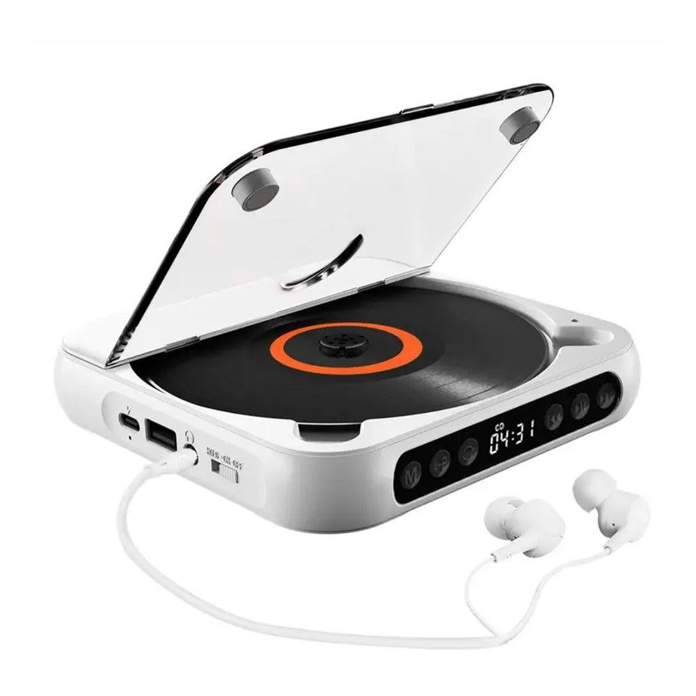 Portable Bluetooth CD Player Supports USB /Wired Playback Rechargeable Walkman Black